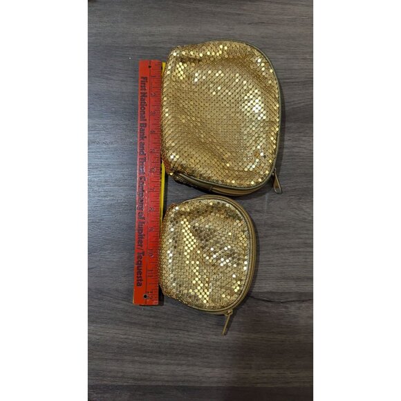 PURSES Golden Mesh Zipper Clutch Cosmetic Change Pocket Lined PARTY! set of 2 - Picture 7 of 7